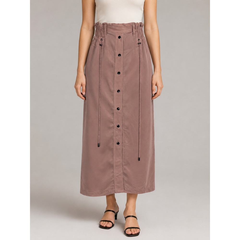 NWT Derek Lam DesigNation Skirt S Dusty Rose Utility Paperbag Midi Button